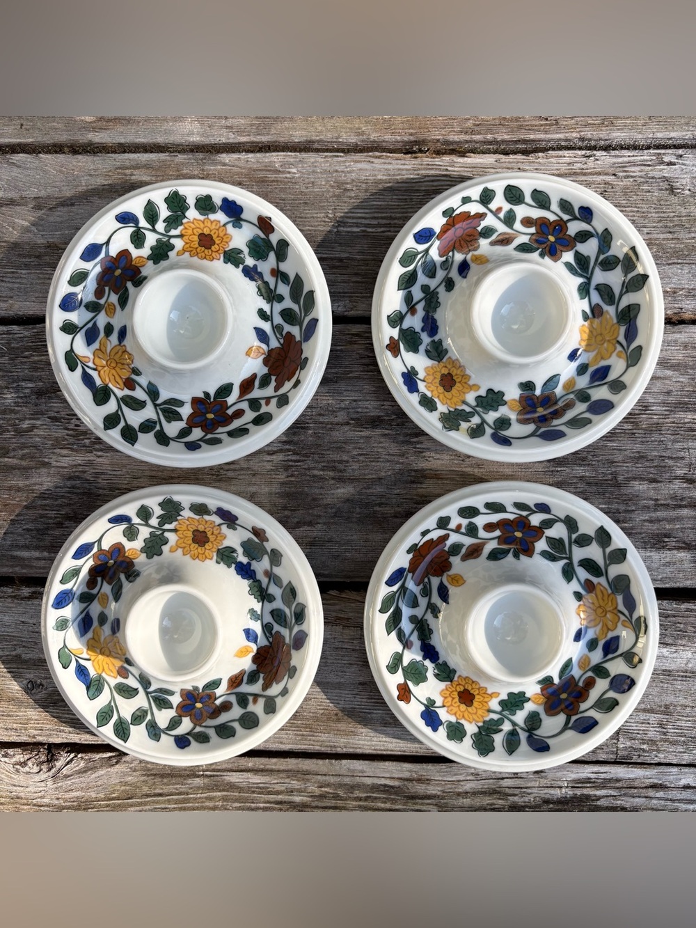 Vintage THOMAS Germany Set of Four Floral Egg Cup Dishes